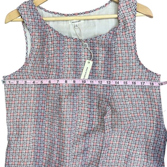 Max Studio Sleeveless Fit And Flare Boho Print Dress Pink Cream Blue Large NEW - Picture 11 of 13